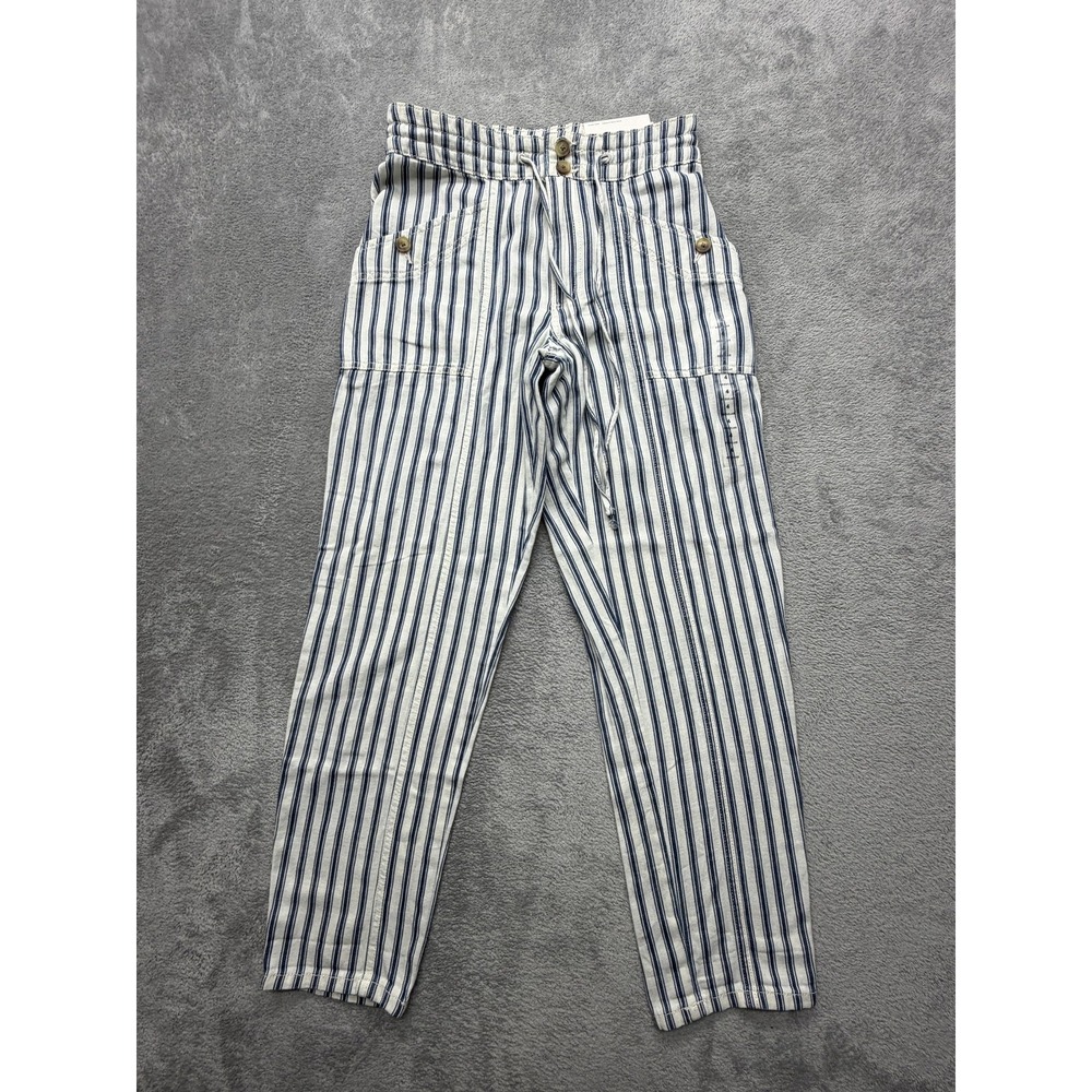 American Eagle Outfitters Pants Womens 4 White Cropped Tapered Striped Twill
